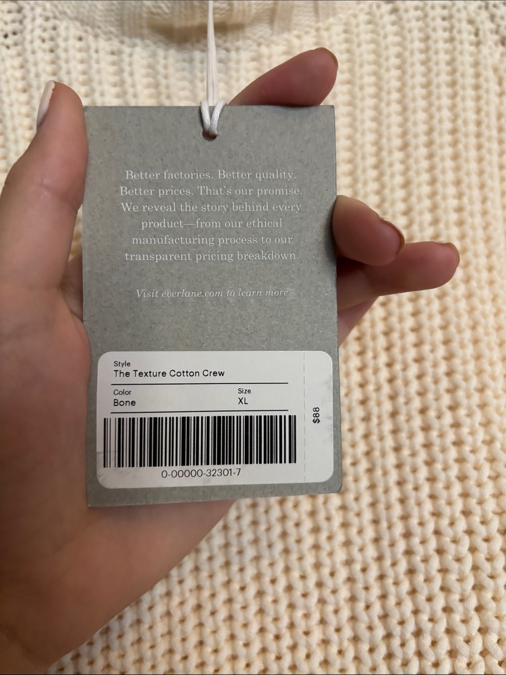 Everlane Cream Cable-Knit Crewneck Sweater - Picture 2 of 8